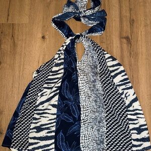Banana Republic Blue and White Halter Top